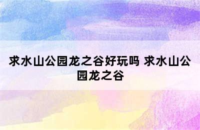 求水山公园龙之谷好玩吗 求水山公园龙之谷